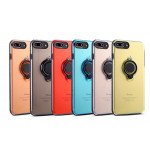 Wholesale iPhone X (Ten) 360 Neon Rotating Ring Stand Hybrid Case with Metal Plate (Smoke)